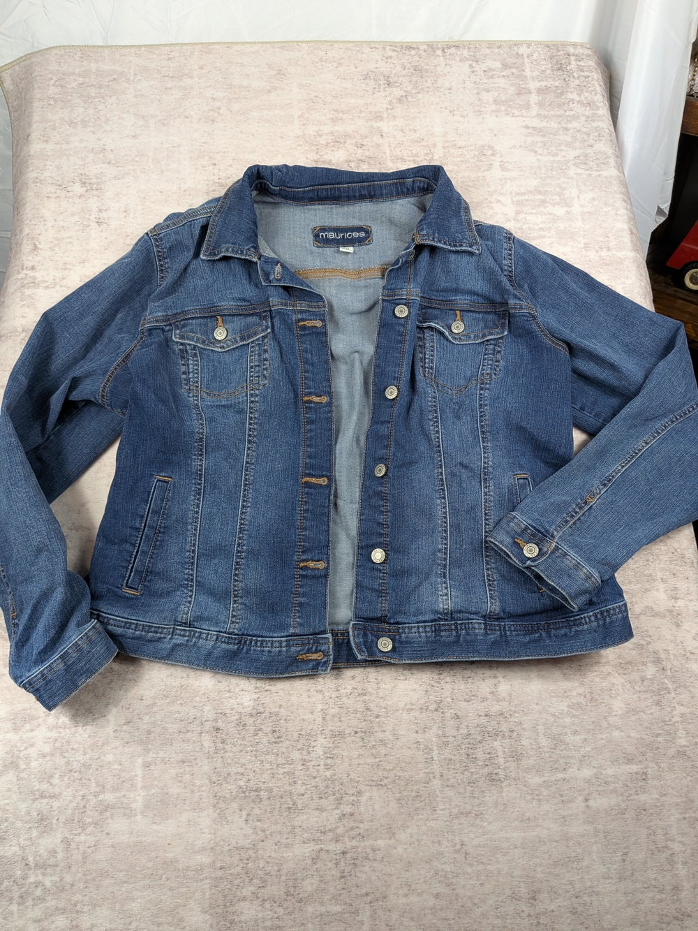 Maurices Classic Blue Denim Jacket with Button Front